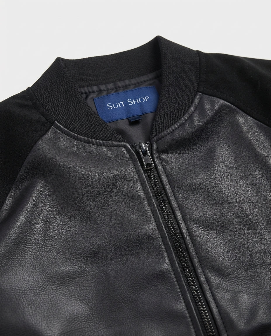Men Leather Sweater