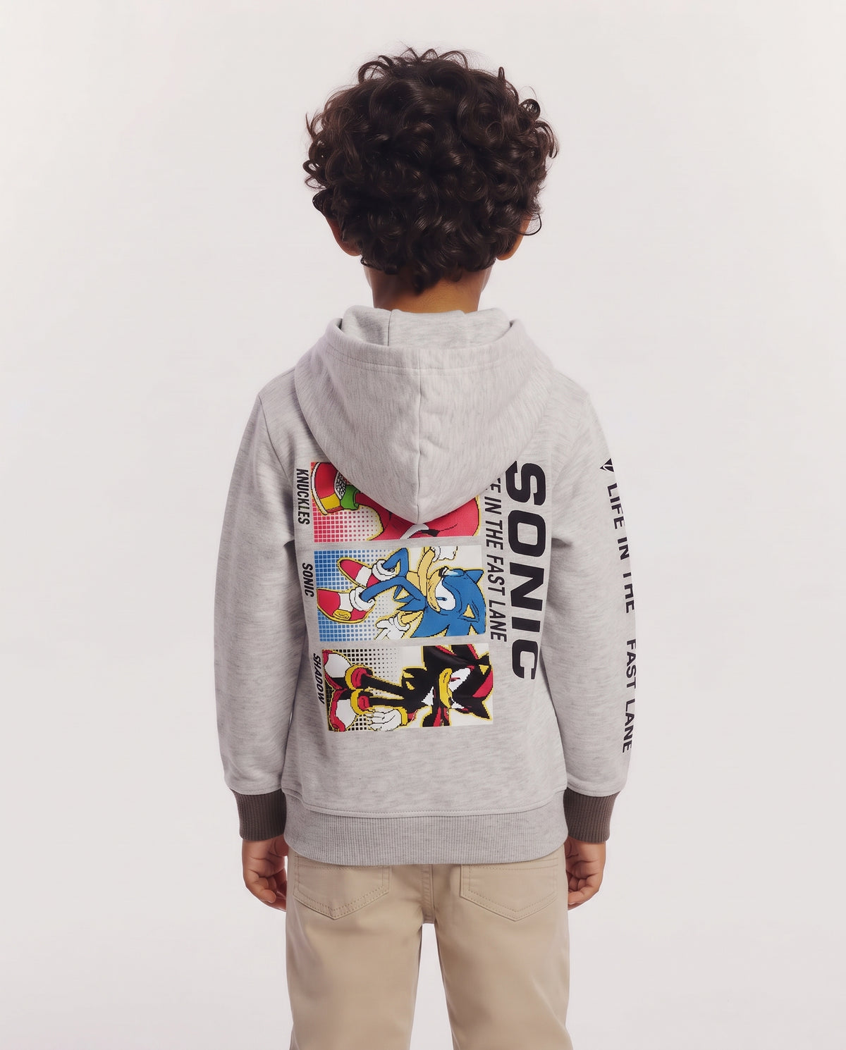 Boys Hodded Printed Sonic Sweatshirt W/Zipper