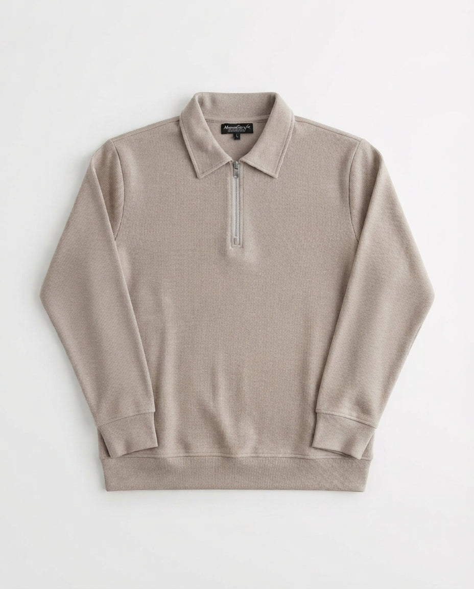 Men Plain Sweatshirt W/Half Zipper