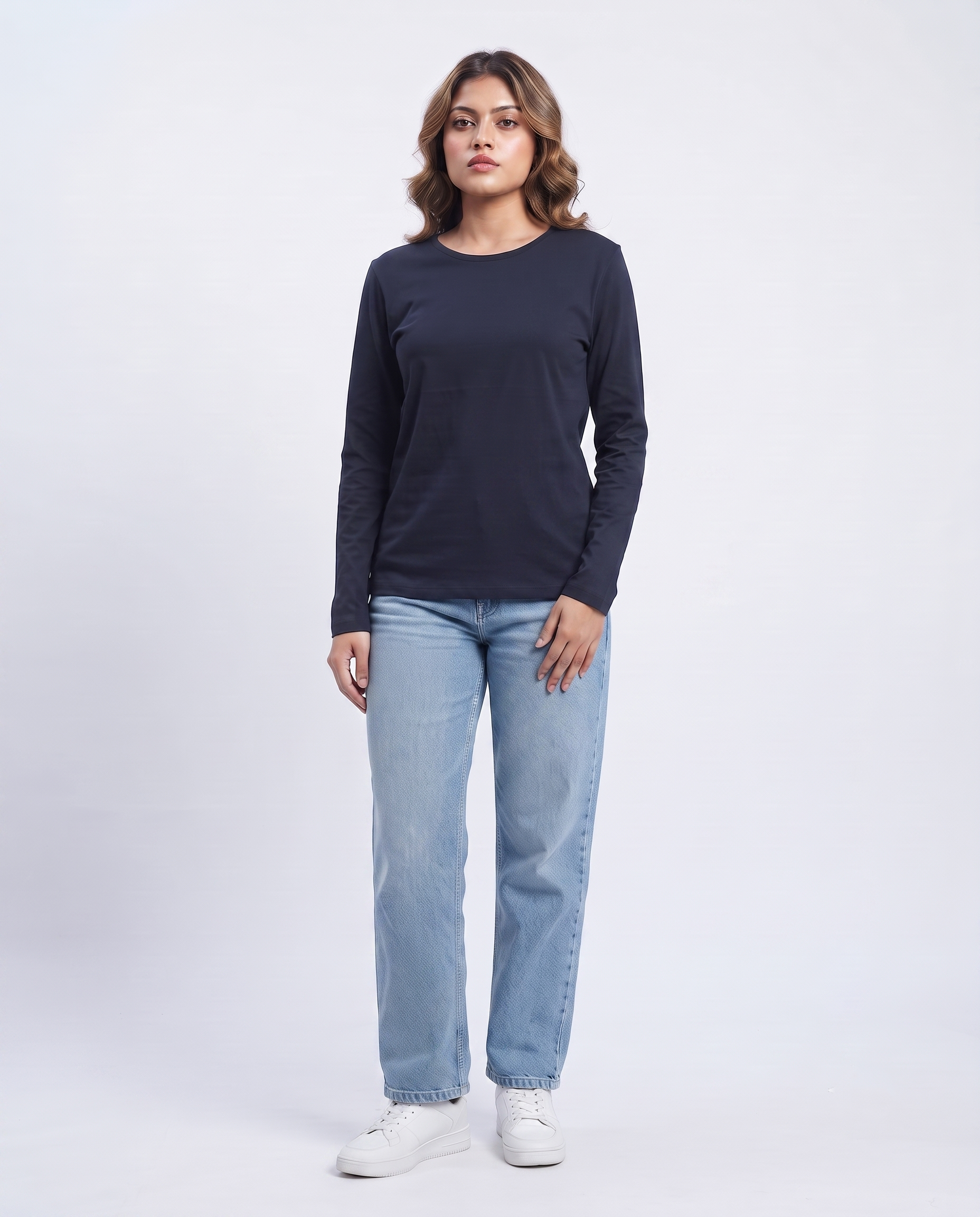 Women Plain Long Sleeves T-Shirt L-M