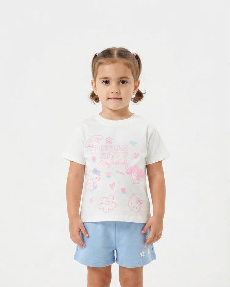 Girls Printed Half Sleeves T-Shirt