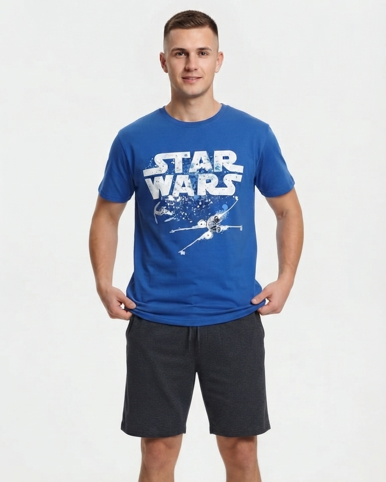 Men Printed Half Sleeves Top & Plain Pant Pyjama