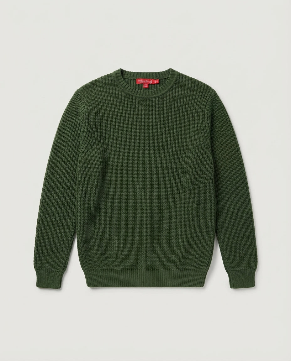 Men Ajour Pullover Round Neck