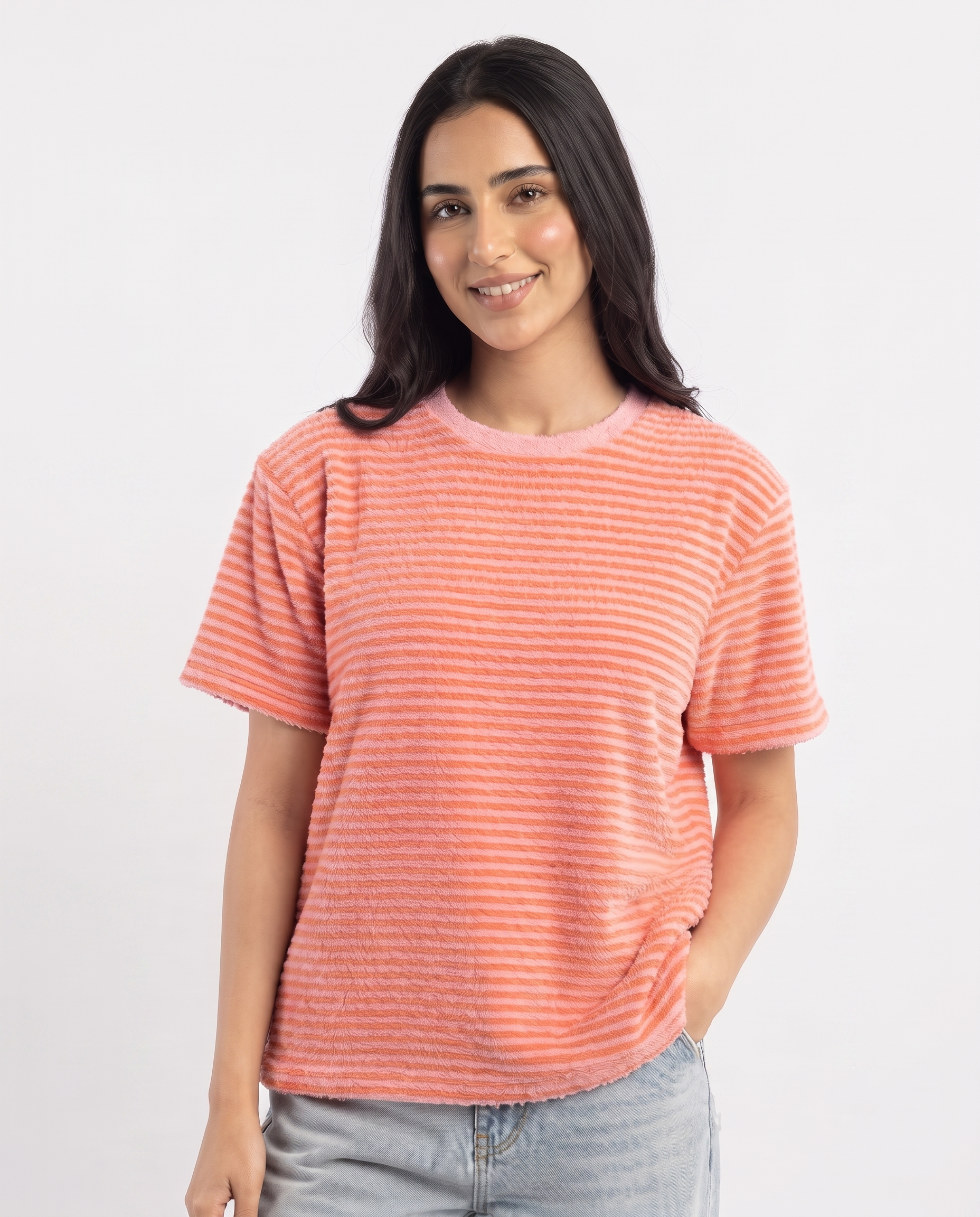 Women Stripped Half Sleeves T-Shirt