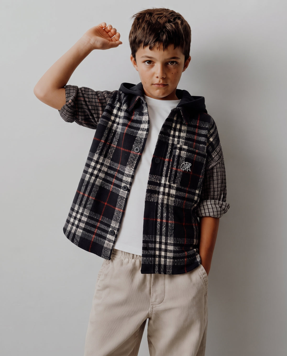 Boys Embroidered Long Sleeves Shirt W/Hodded