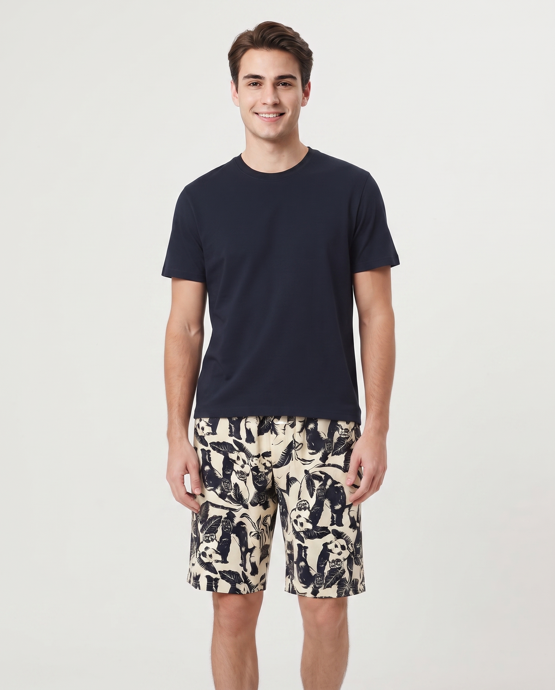 Men Printed Half Sleeves Top W/Short Pyjama