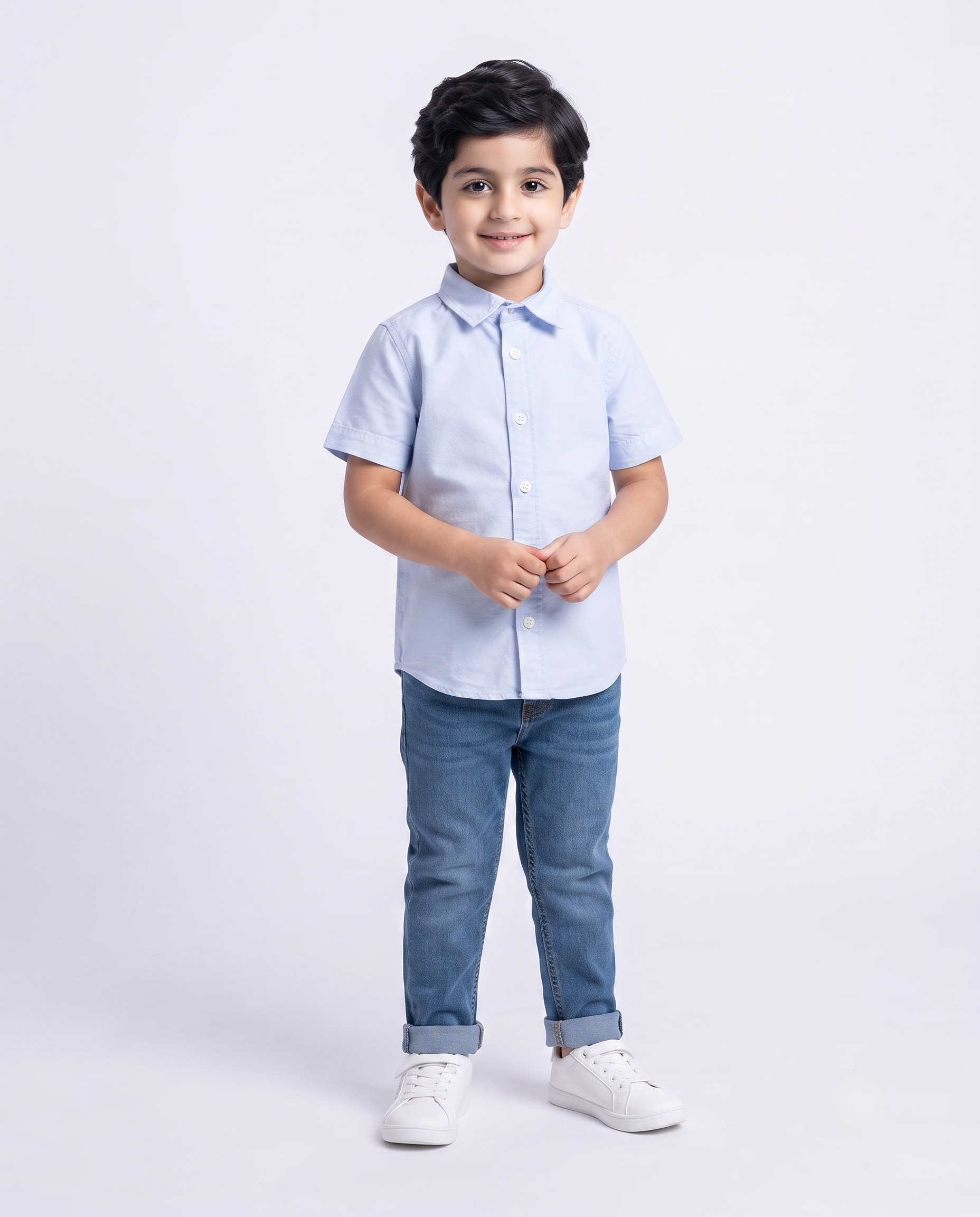 Boys Casual Half Sleeves Oxford Shirt