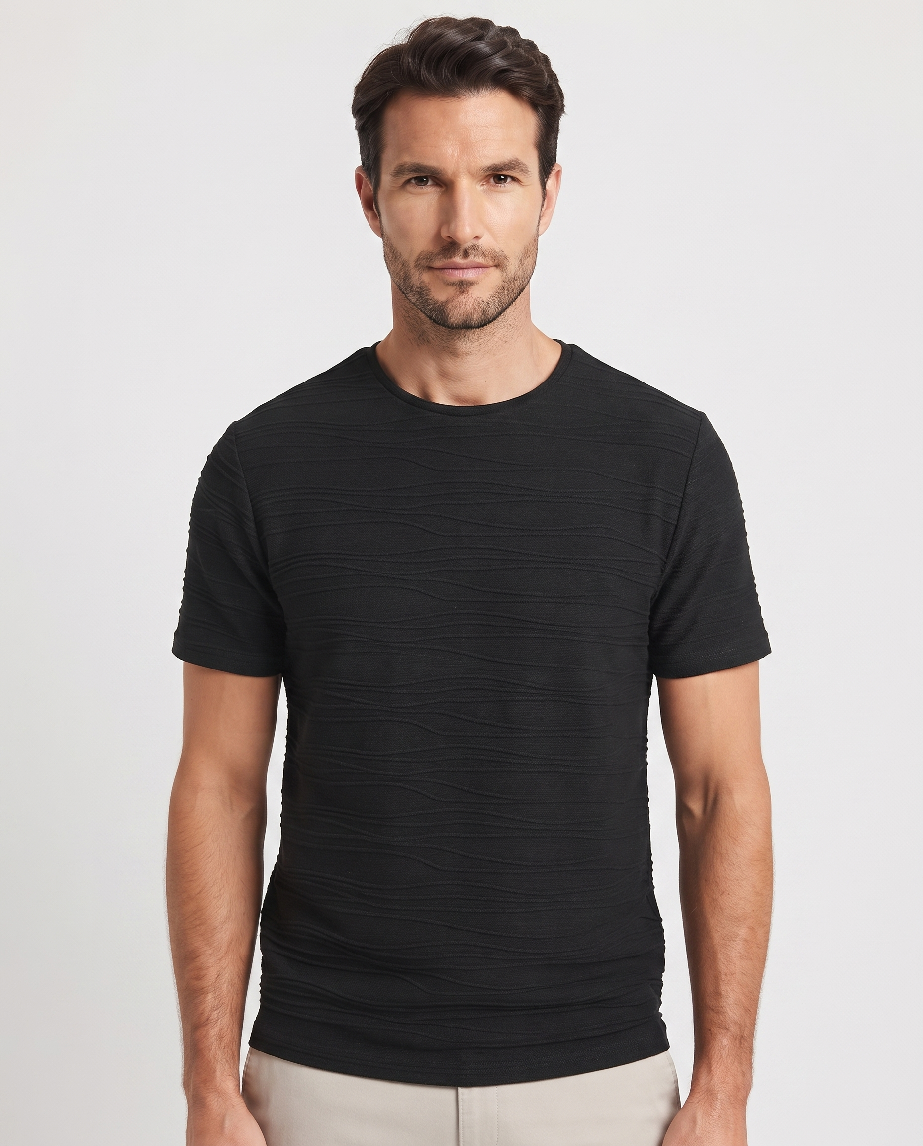 MEN JAQURED HALF SLEEVES T-SHIRT