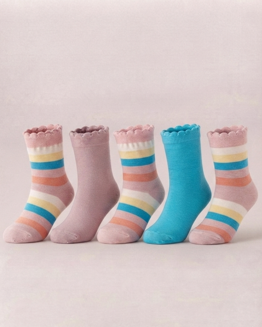 Girls Cotton Long Socks 5pc