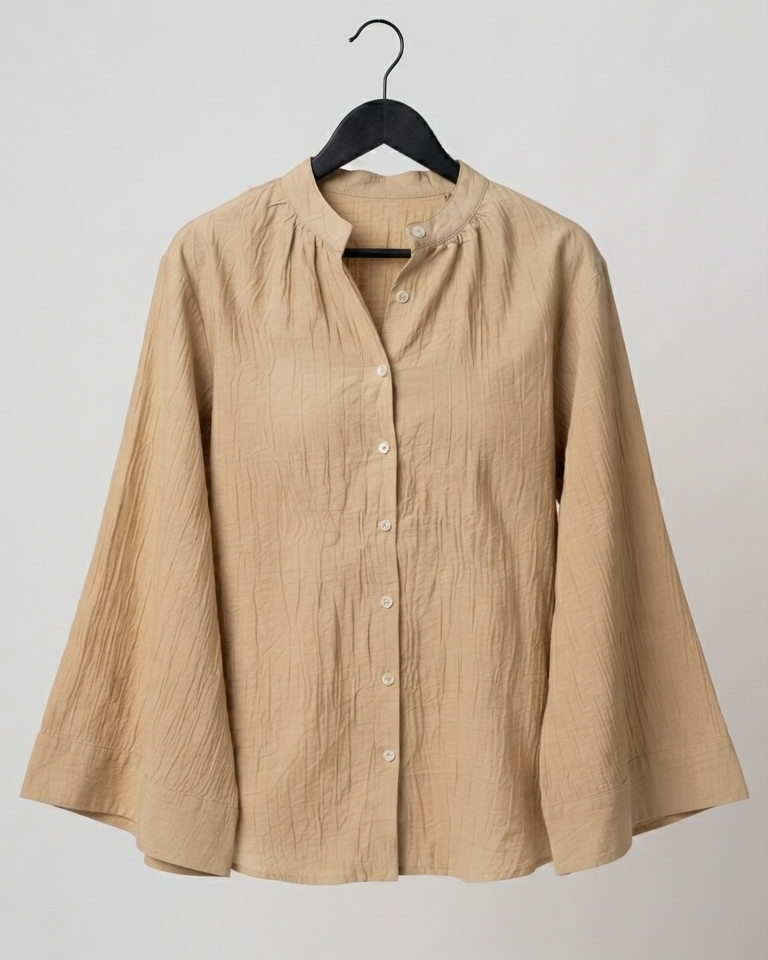 Women Crinkled Satin Blouse