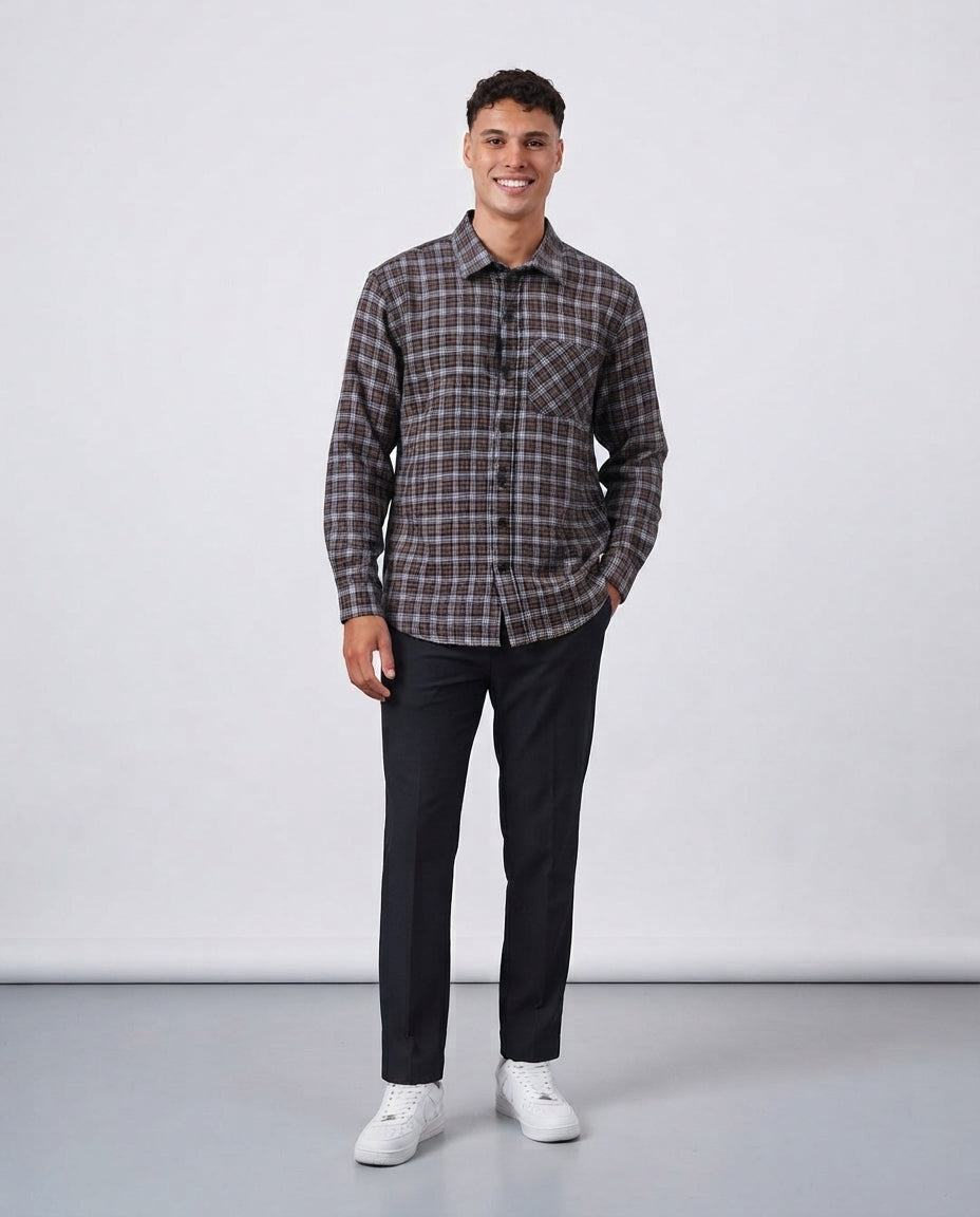 Men Plaid Long Sleeves Casual Shirt