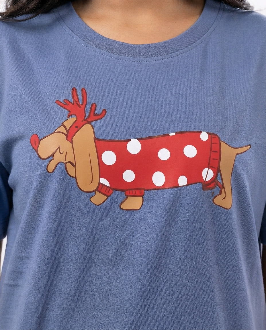 Women Printed Half Sleeves Nightgown