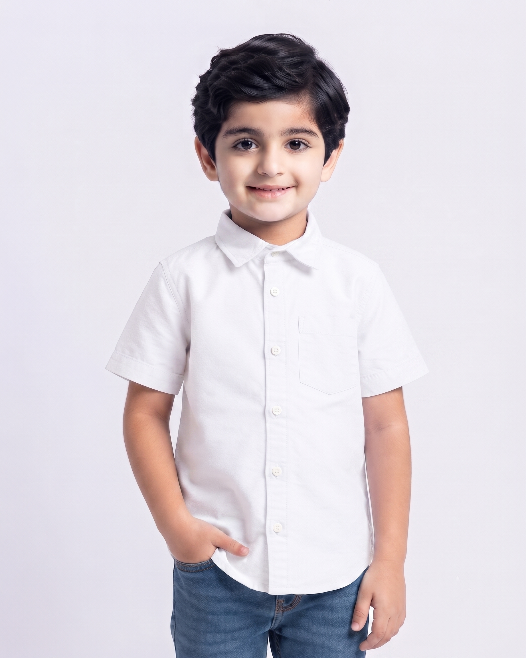 Boys Casual Half Sleeves Oxford Shirt