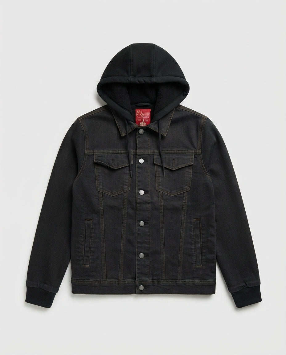 Men Hodded Jeans Jacket