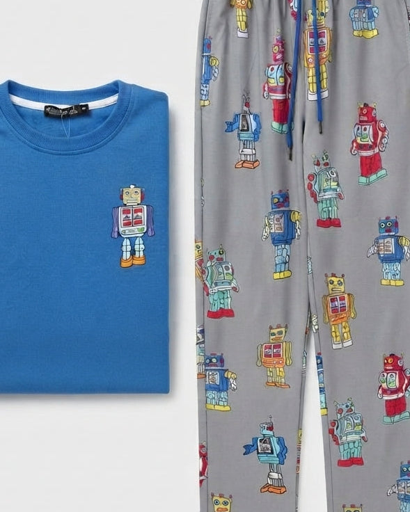 Men Printed Sleevles Pyjama W/Printed Pant