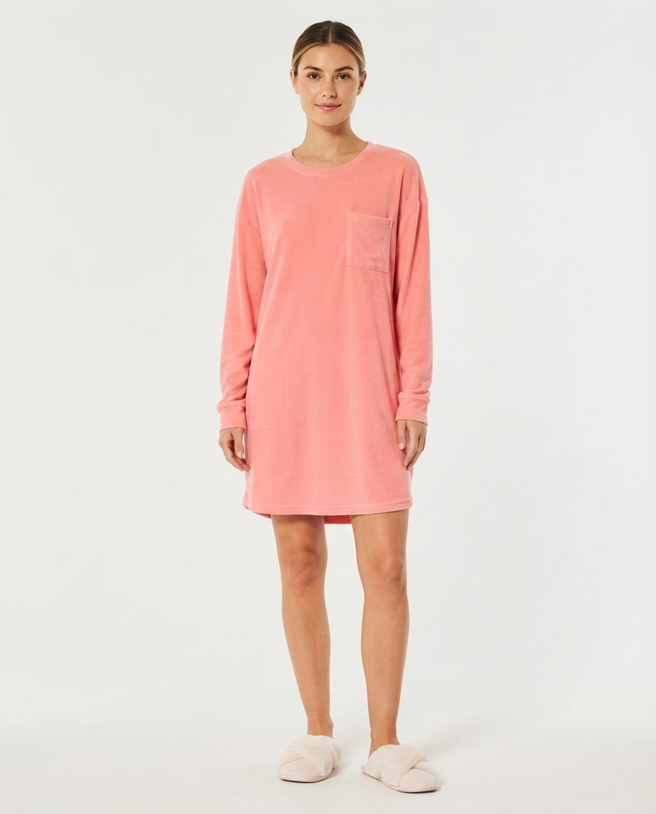 Women Plain Long Sleeves nightshirt