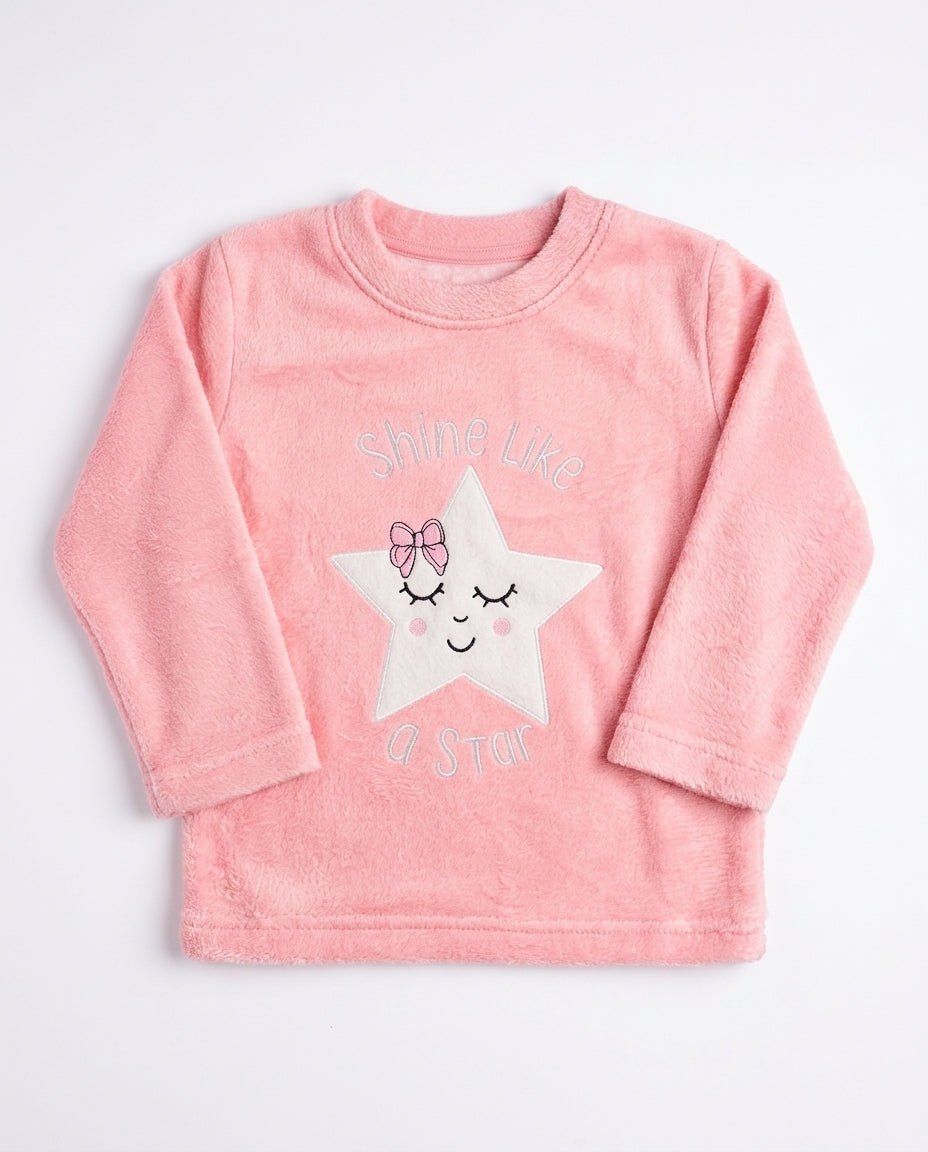 Girls Printed Stars Long Sleeves Pyjama