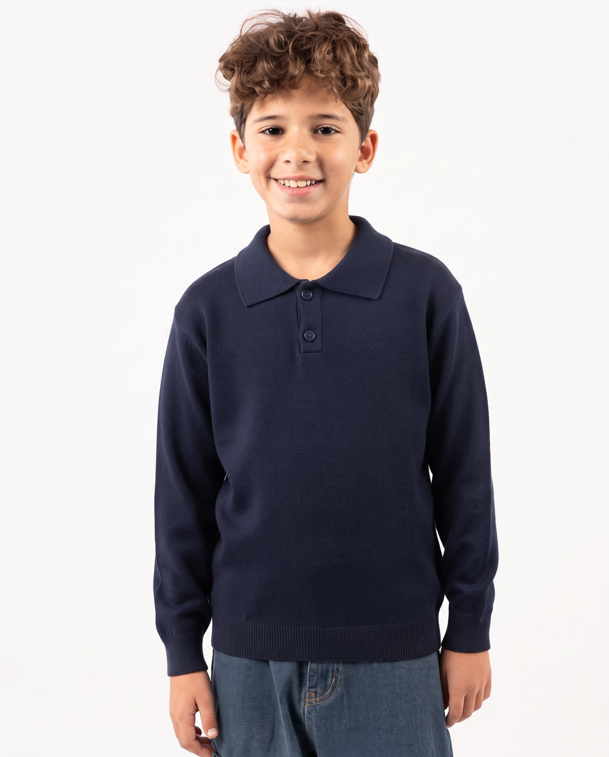 Boys Plain Buttons Pullover 17