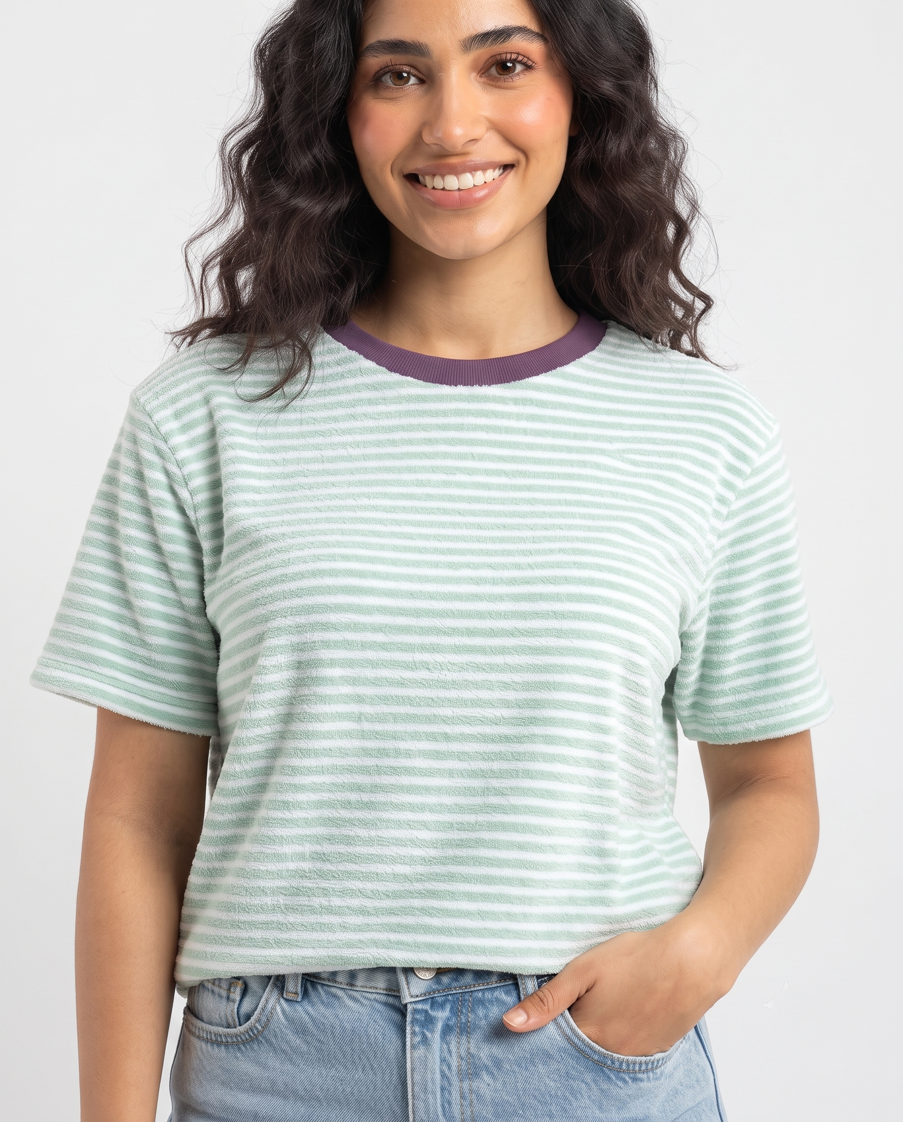Women Stripped Half Sleeves T-Shirt