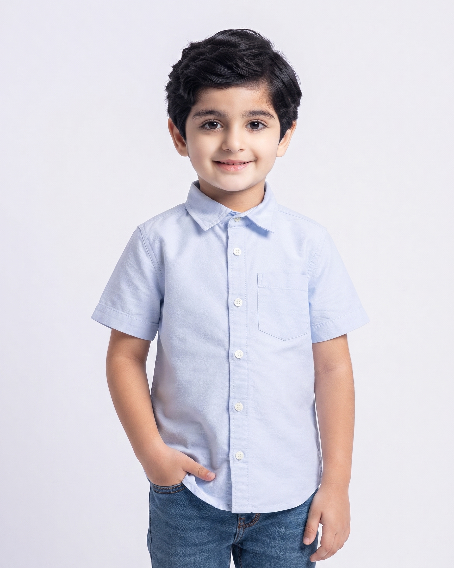 Boys Casual Half Sleeves Oxford Shirt
