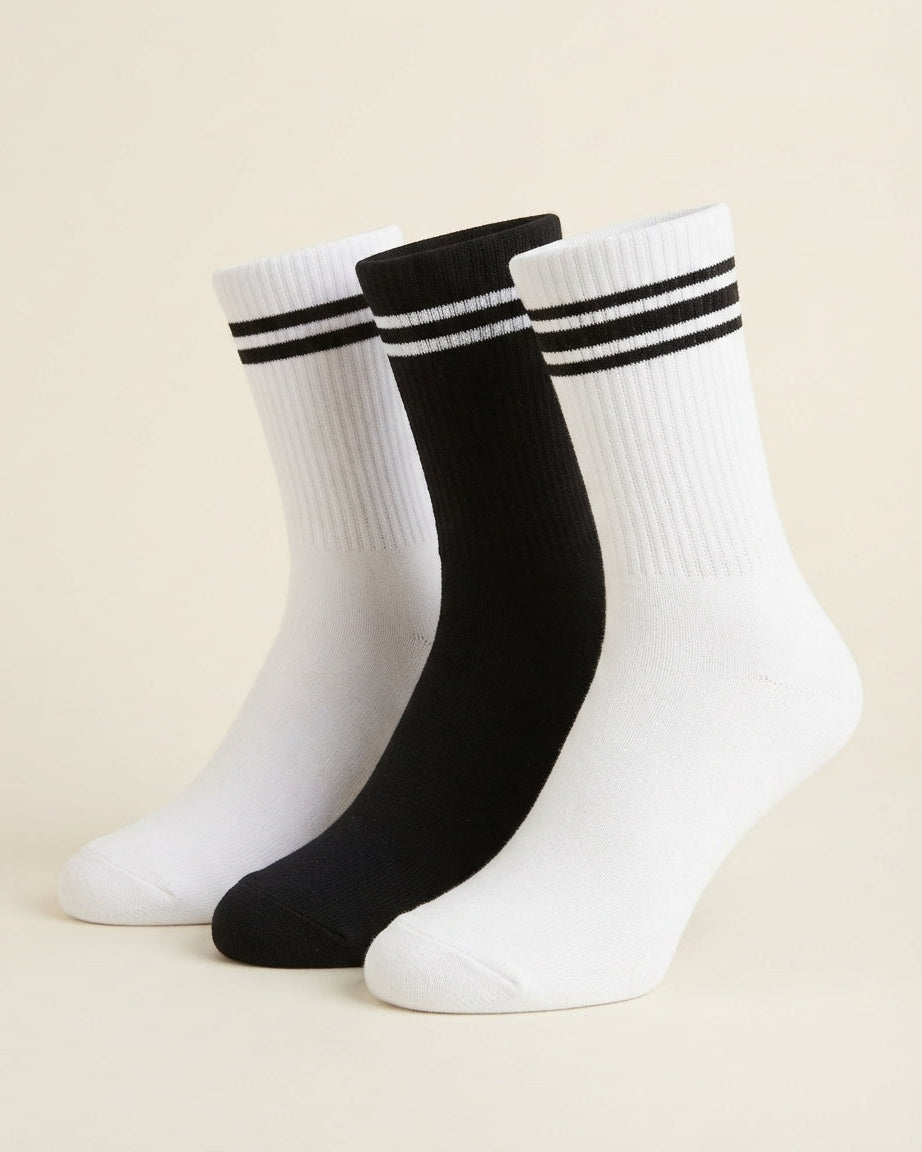 Men Stripped Long Leg Cotton Socks Pack3