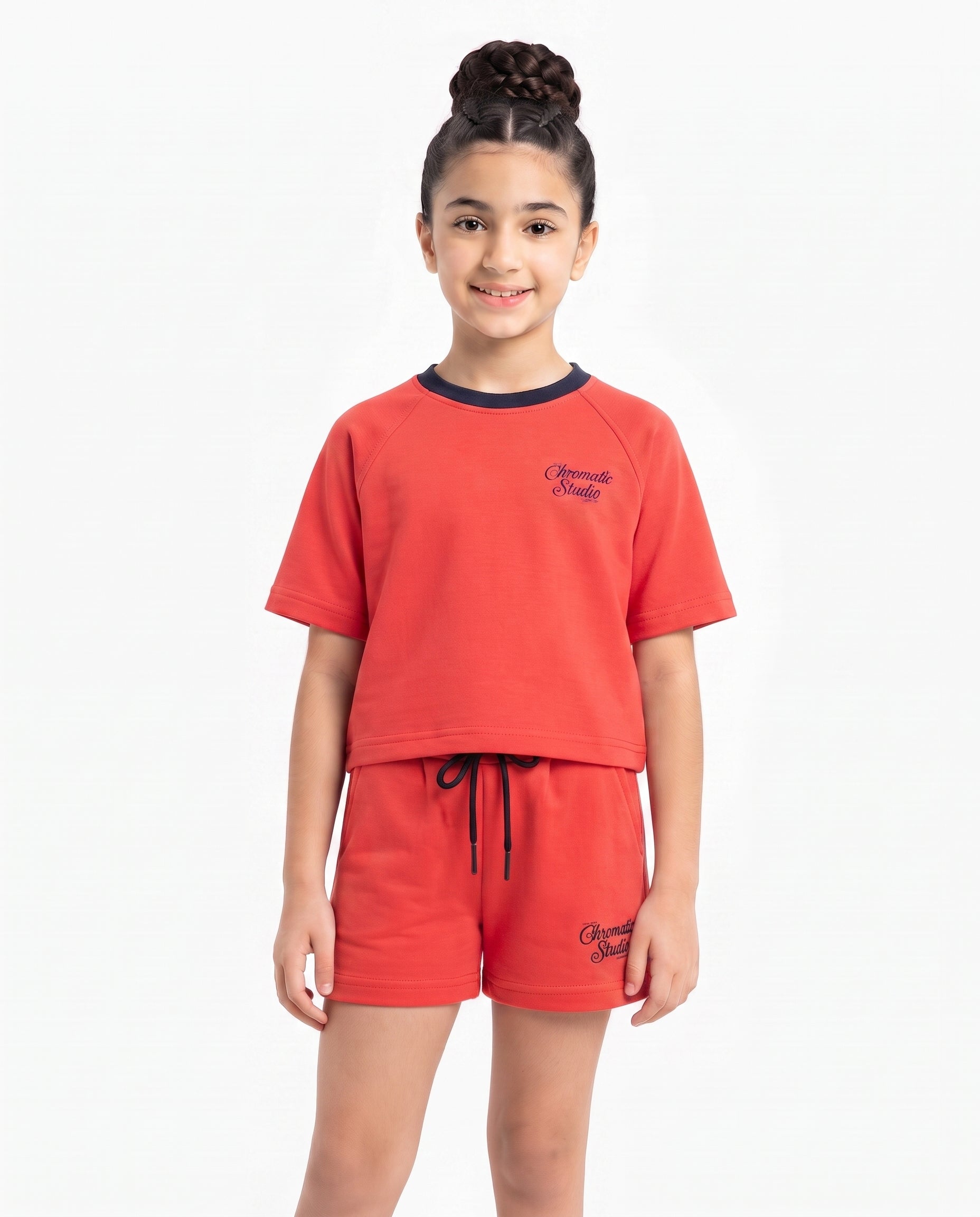 Girls Printed Half Sleeves Training Suit