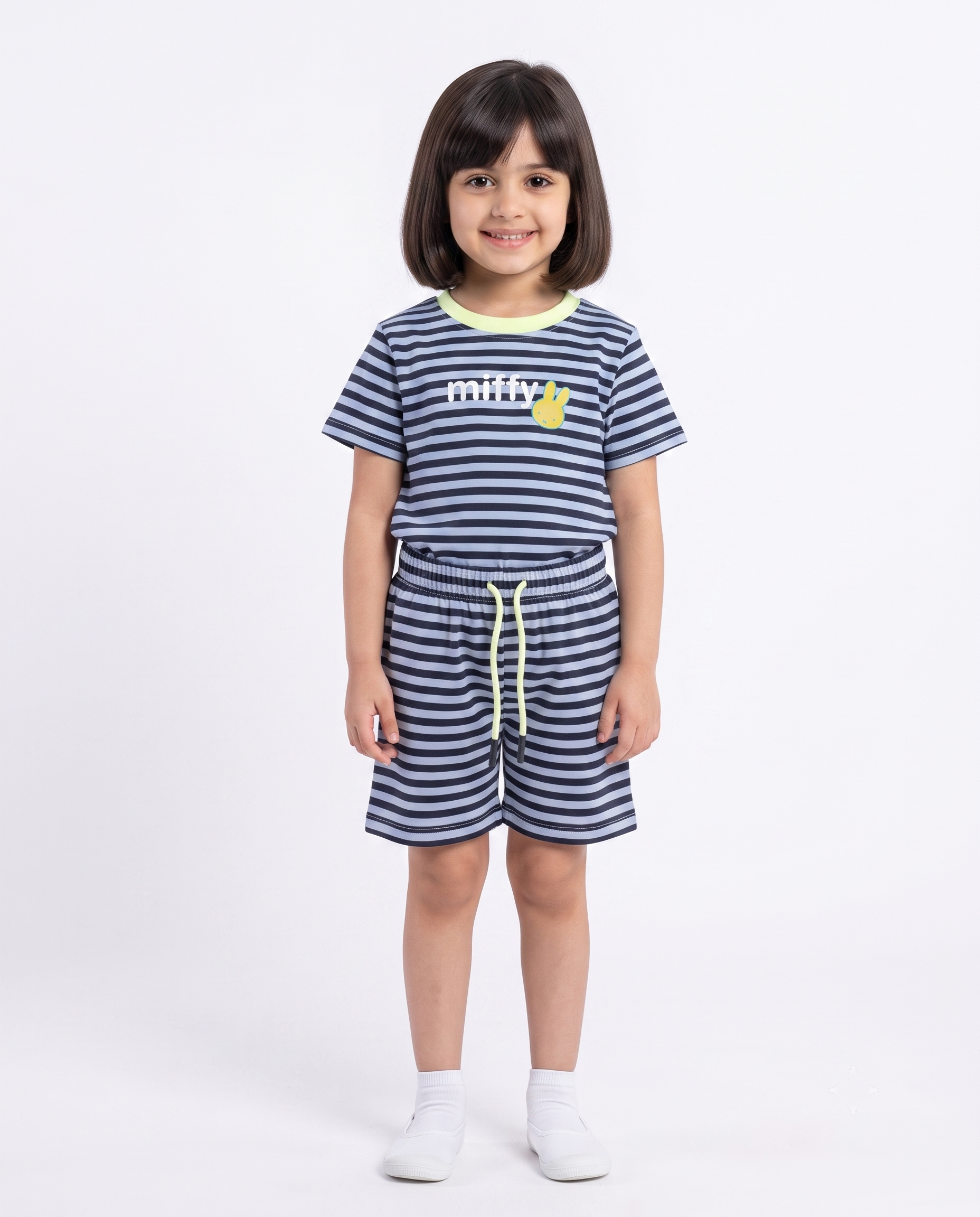 Girls Stripped Half Sleeves Pyjama W/Short