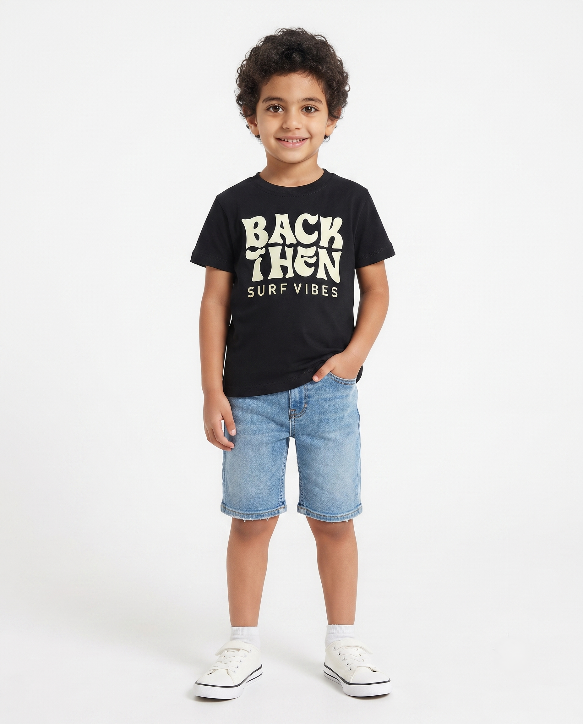 Boys Printed Back Half Sleeves T-shirt
