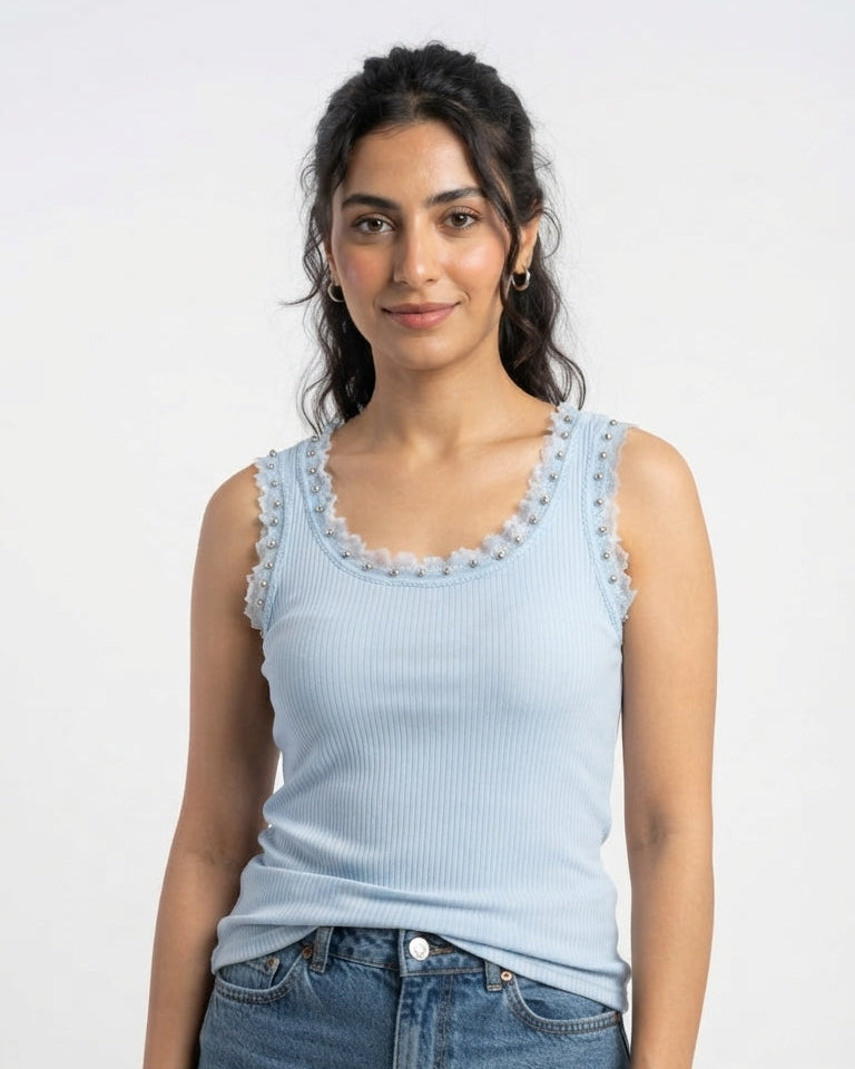 Women’s Ribbed Beaded Tank Top