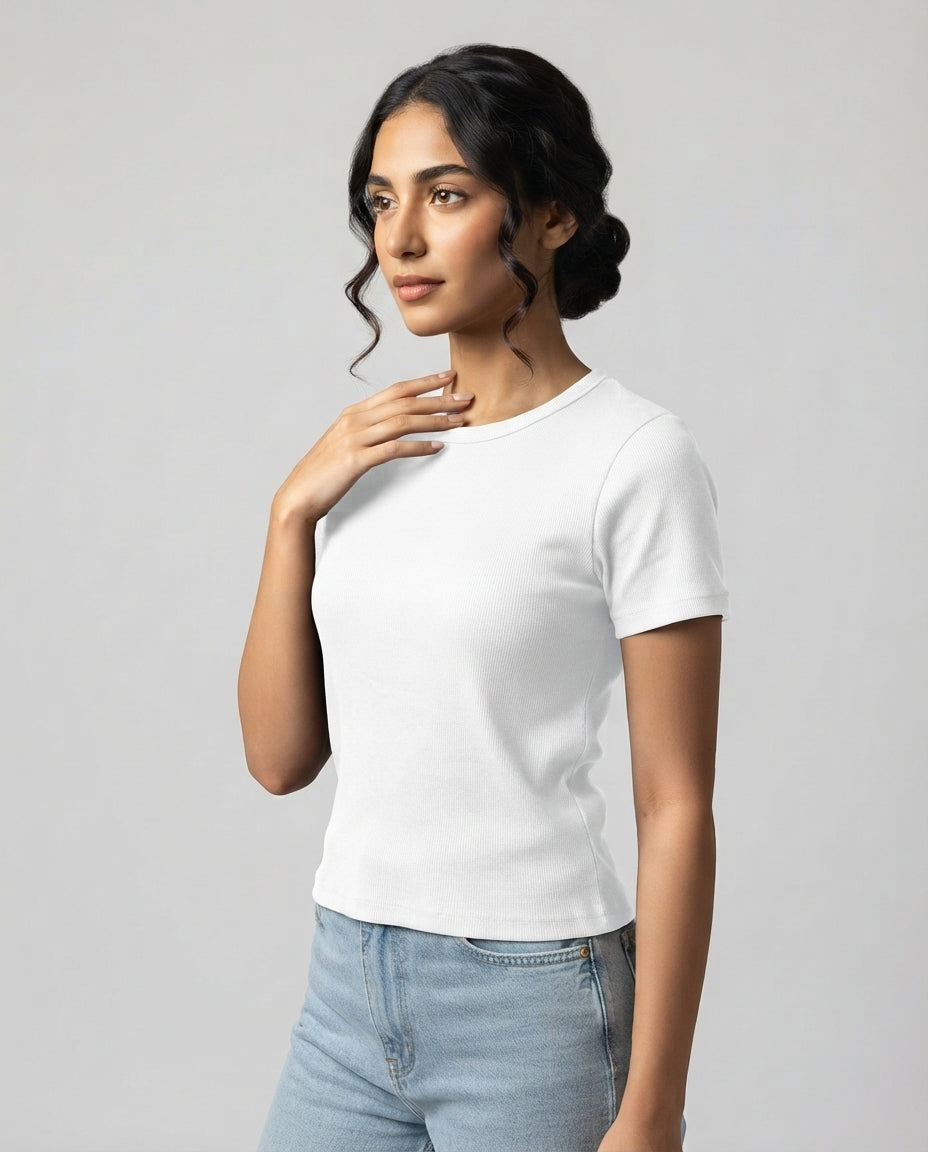 Women Plain Basic Half Sleeves T-shirt