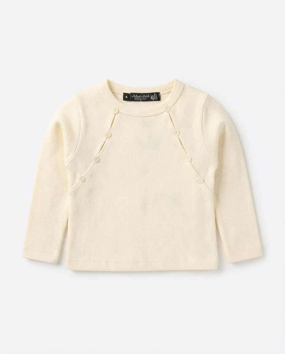 Girls Long Sleeves Basic Top W/Buttons