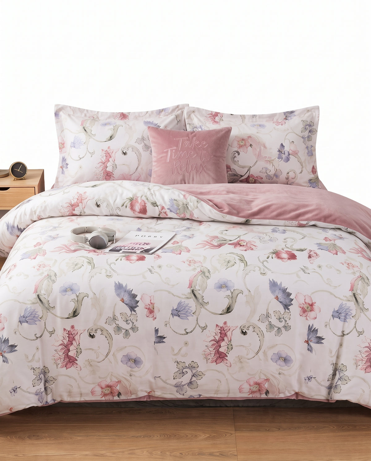 Double-Sided Velvet & Floral Print Bedding Collection