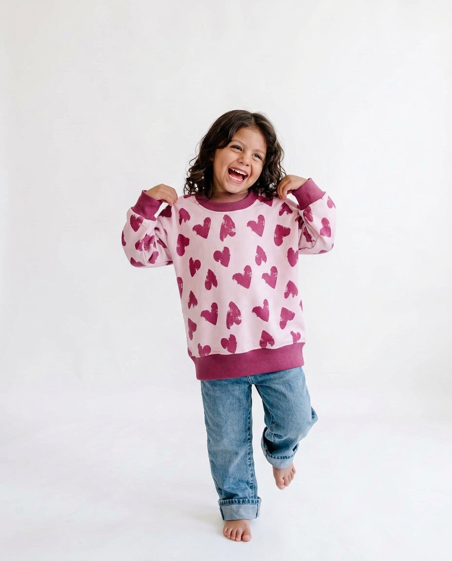 Girls Printed Round Neck Sweatshirt