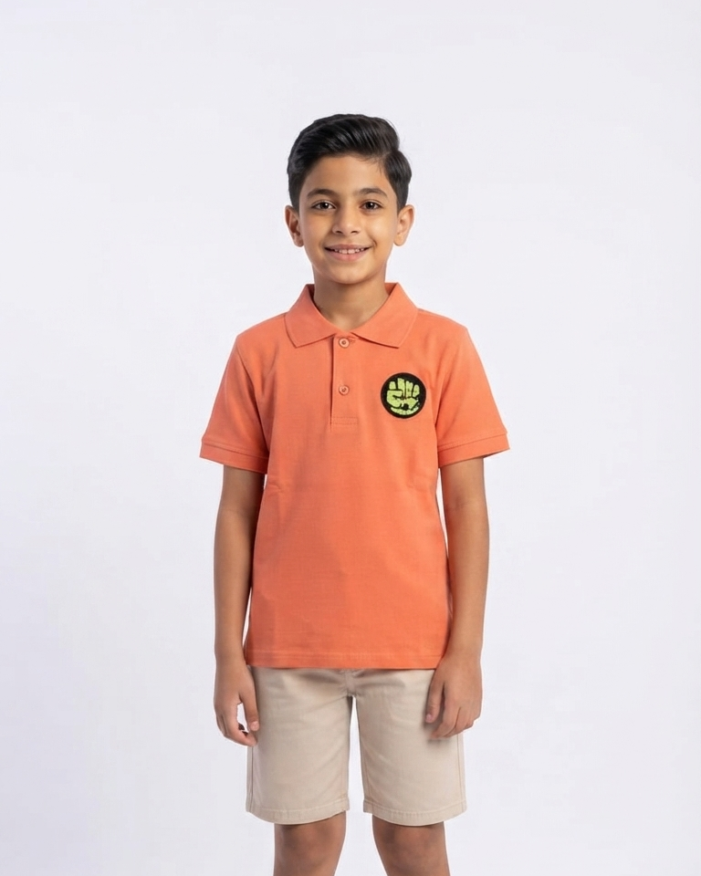 Boys Hulk Half Sleeves Polo T-Shirt