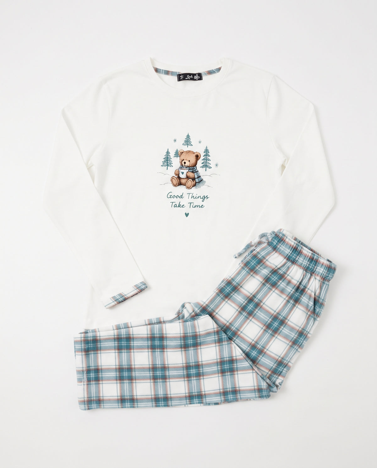 Women Printed Top Pyjama W/Plaid Pant