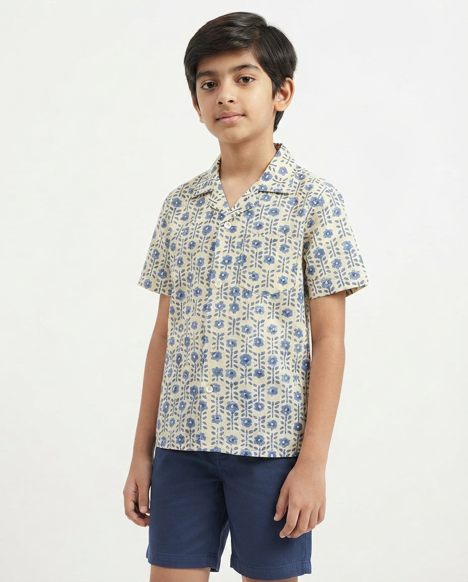 Classic Floral Print Boys' Summer Shirt
