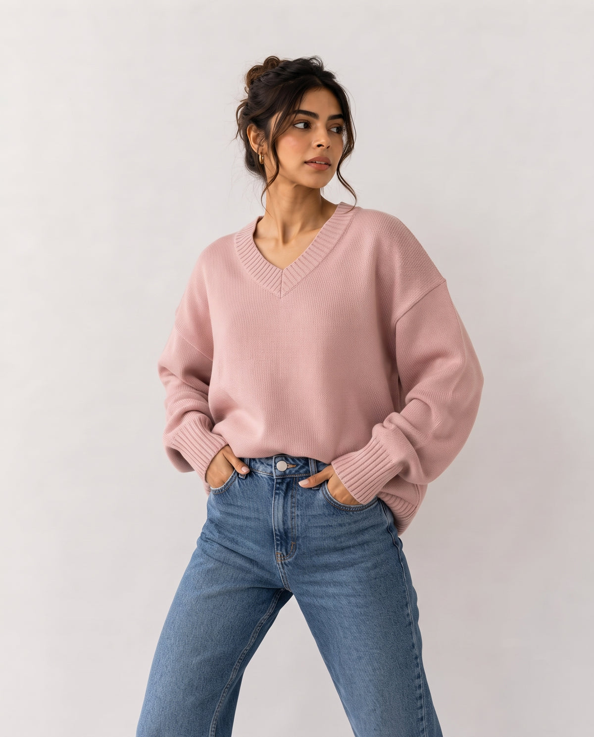 Women V Neck Pullover W7