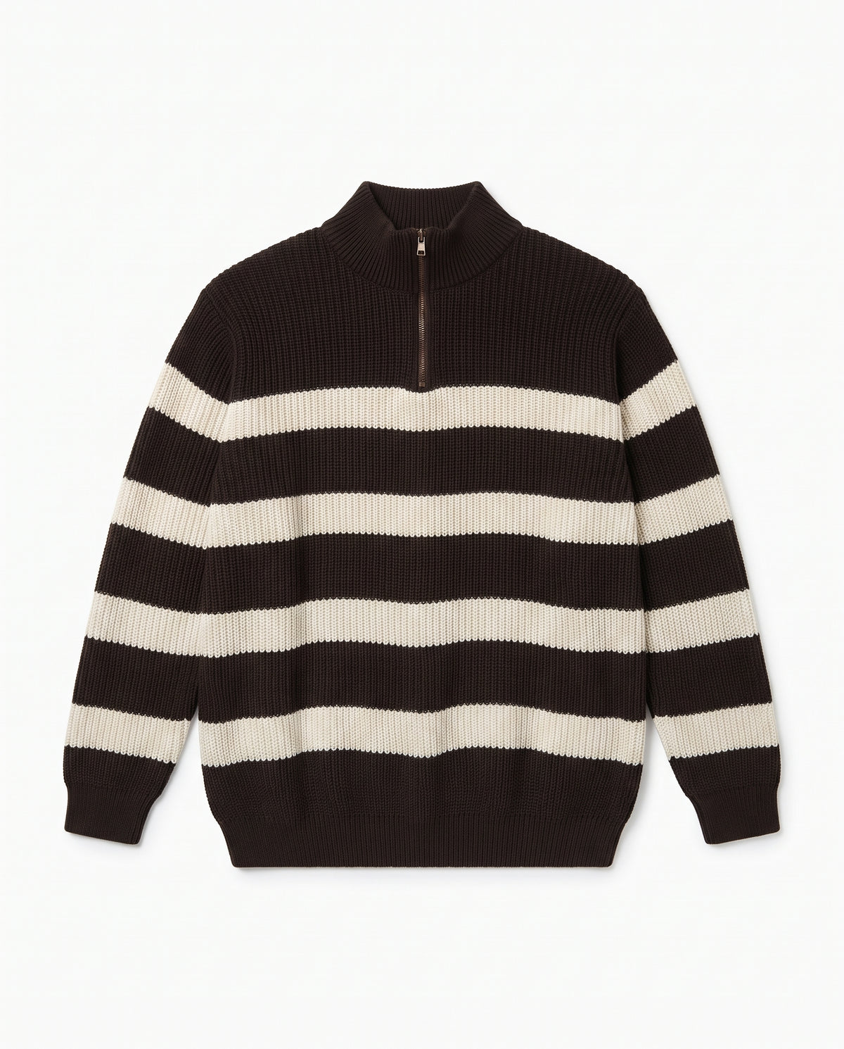 Men Stripped Half Zipper Pullover