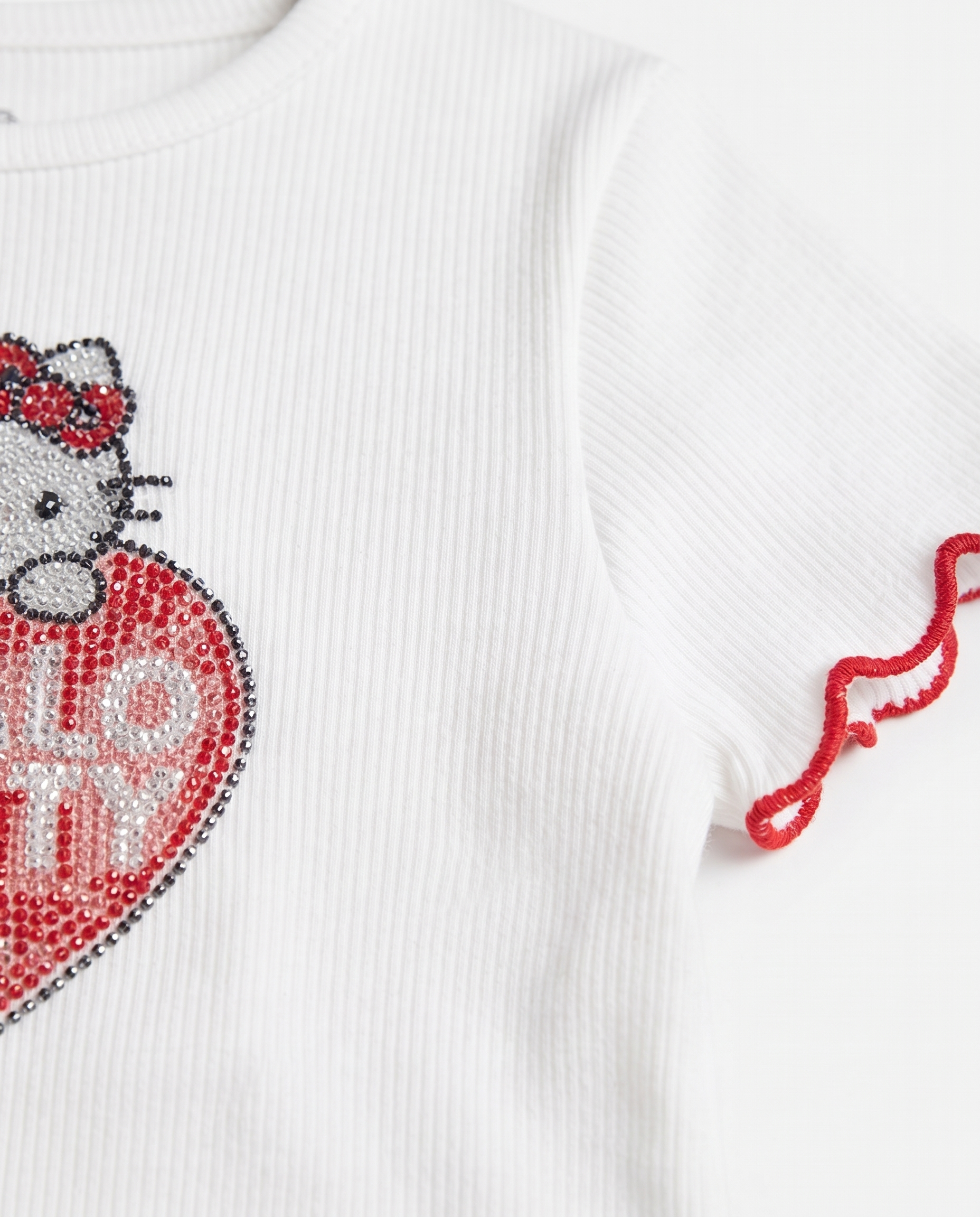 Girls Printed Kitty Half Sleeves Pyjama W/pant