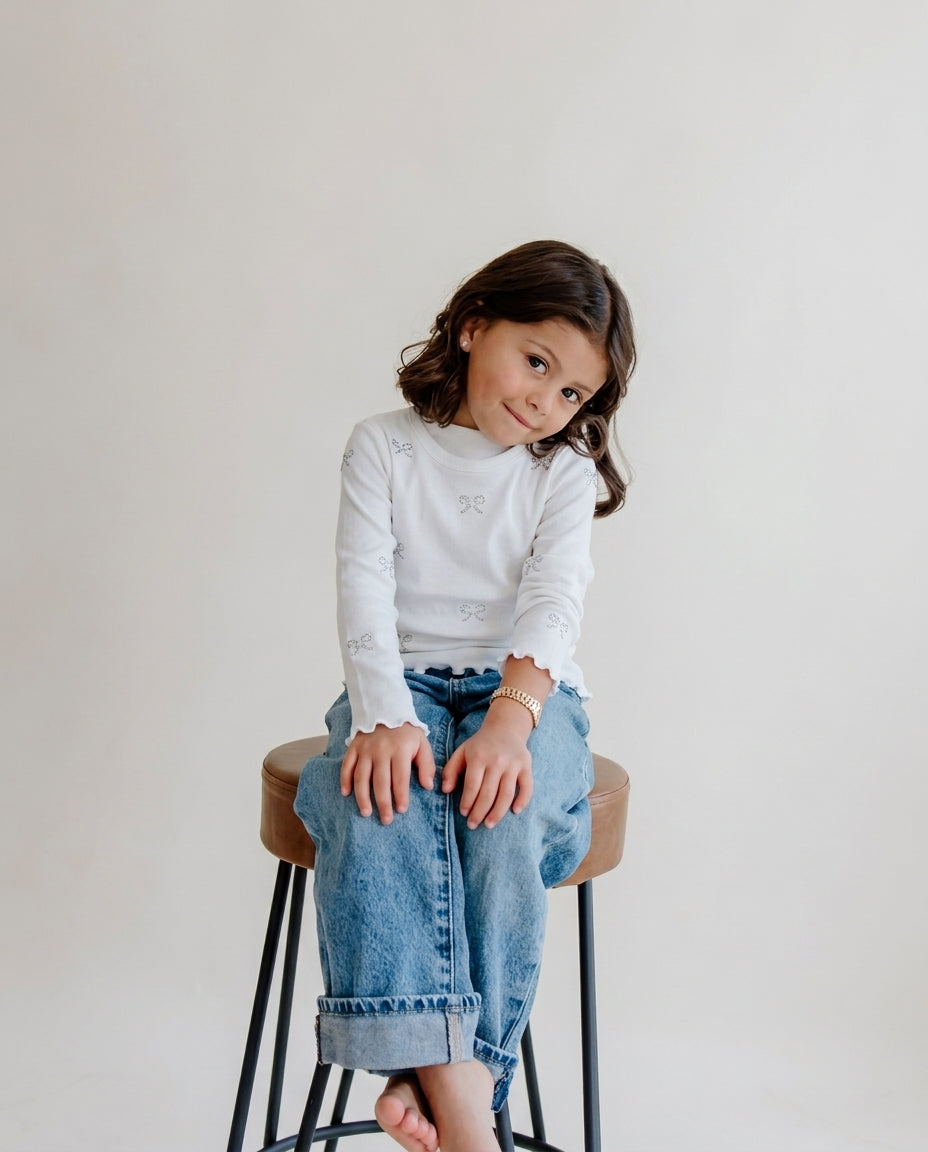 Girls Embriodred Long Sleeves T-shirt