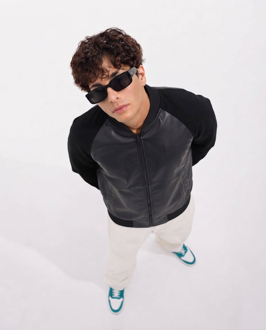 Men Leather Sweater