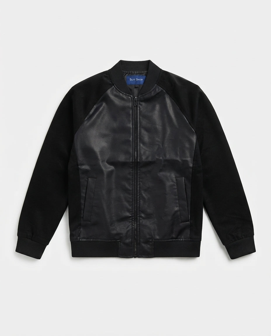Men Leather Sweater