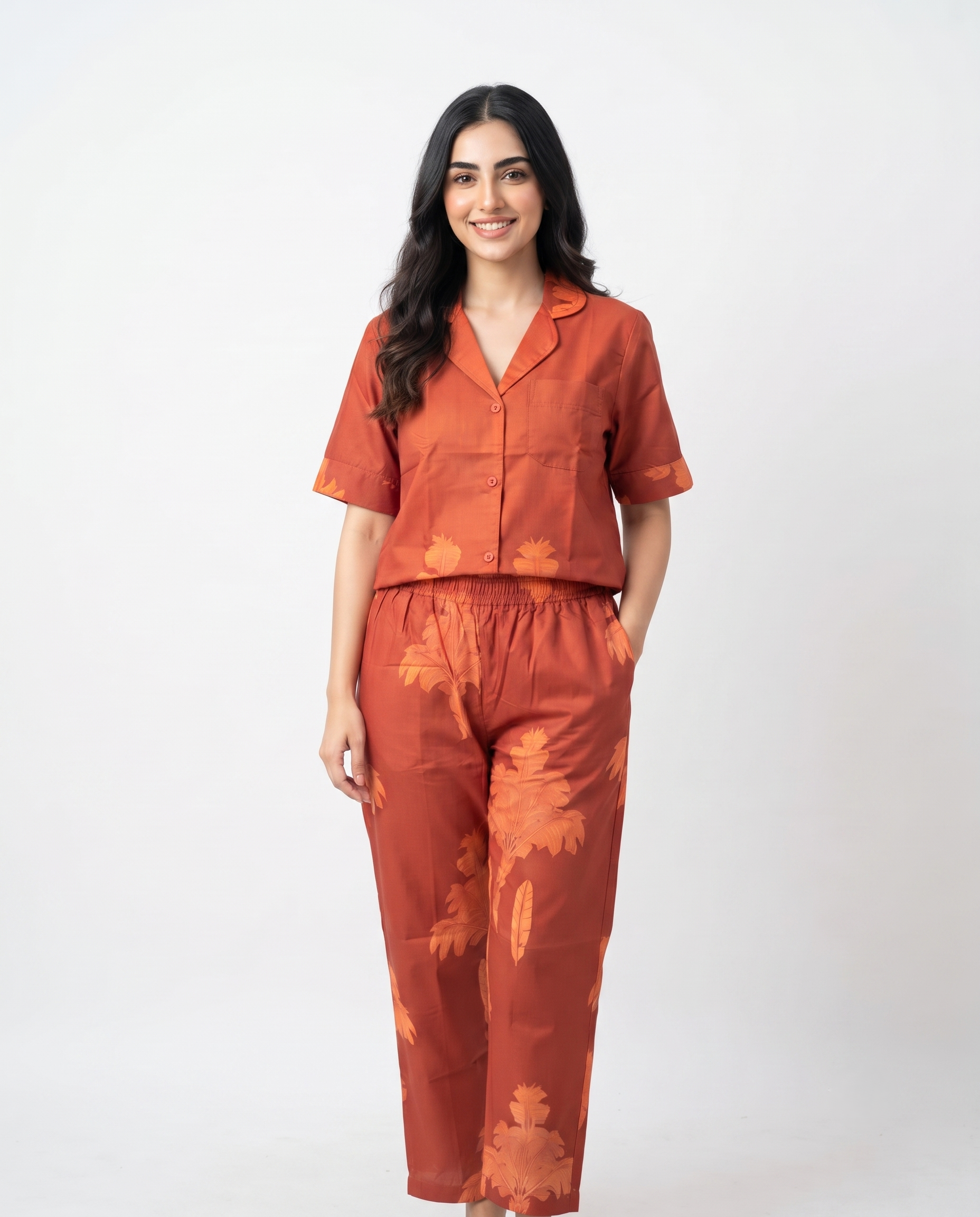 Women Printed Half Sleeves Pyjama W/Pant