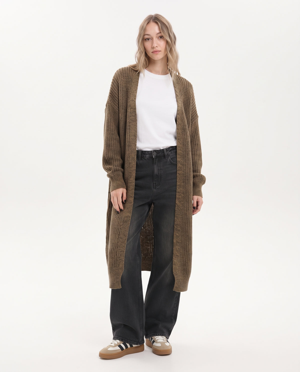 Women Plain Long Cardigan
