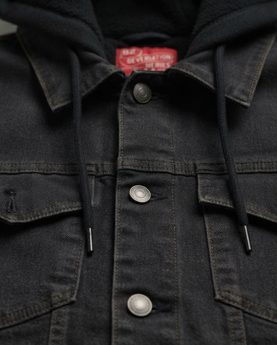 Men Hodded Jeans Jacket