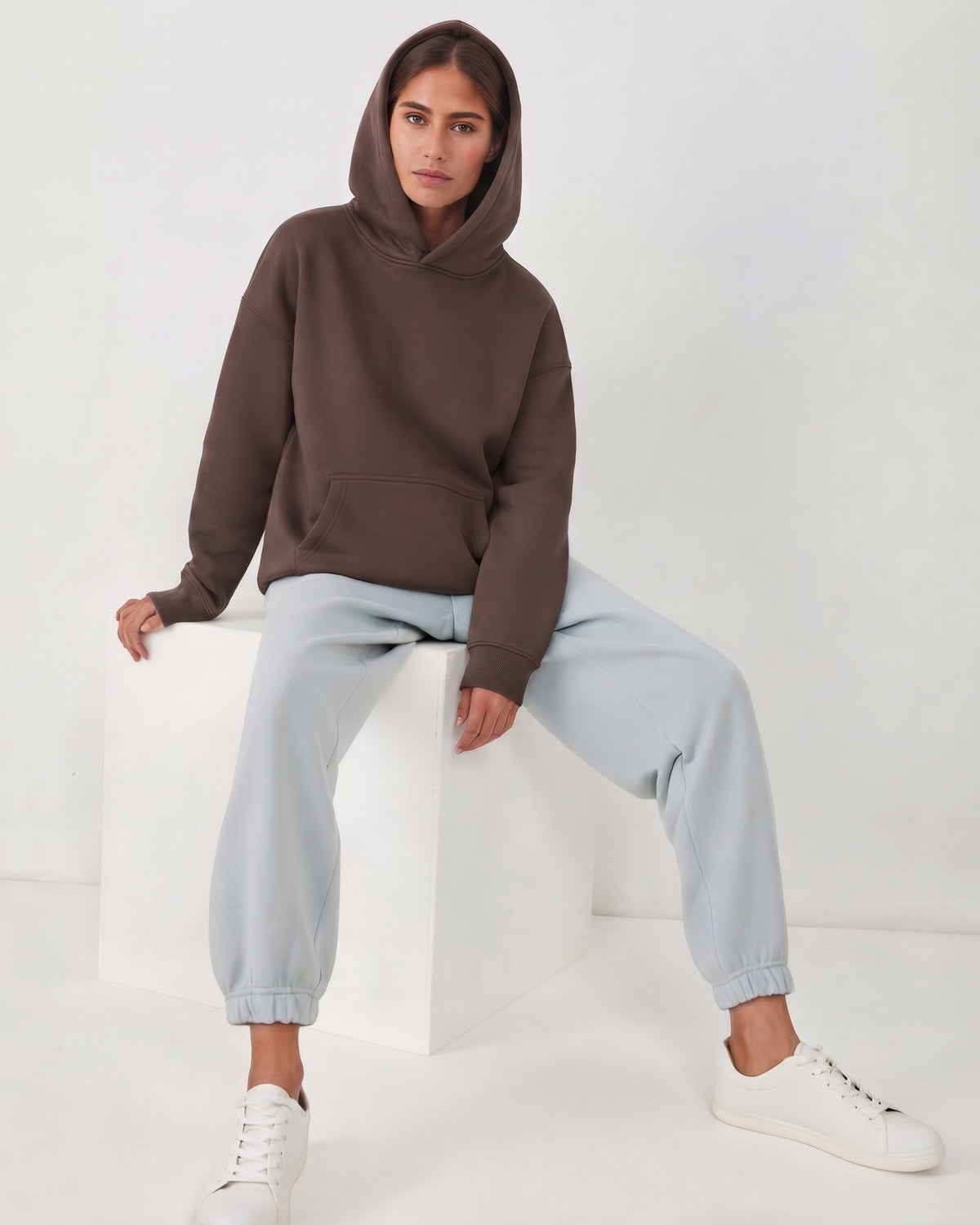 Women Hodded Plain Sweatshirt