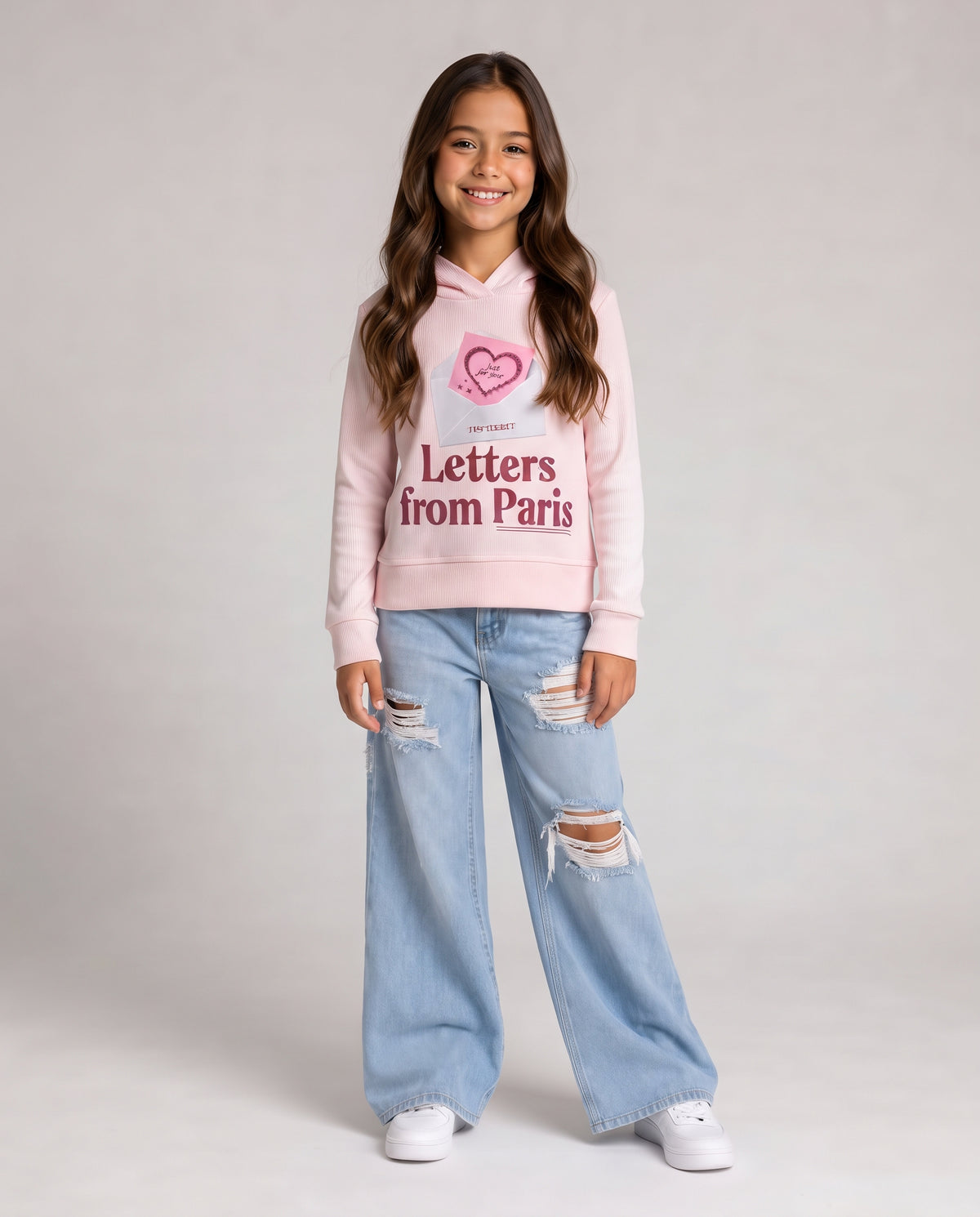 Girls Printed Hodded Sweatshirt