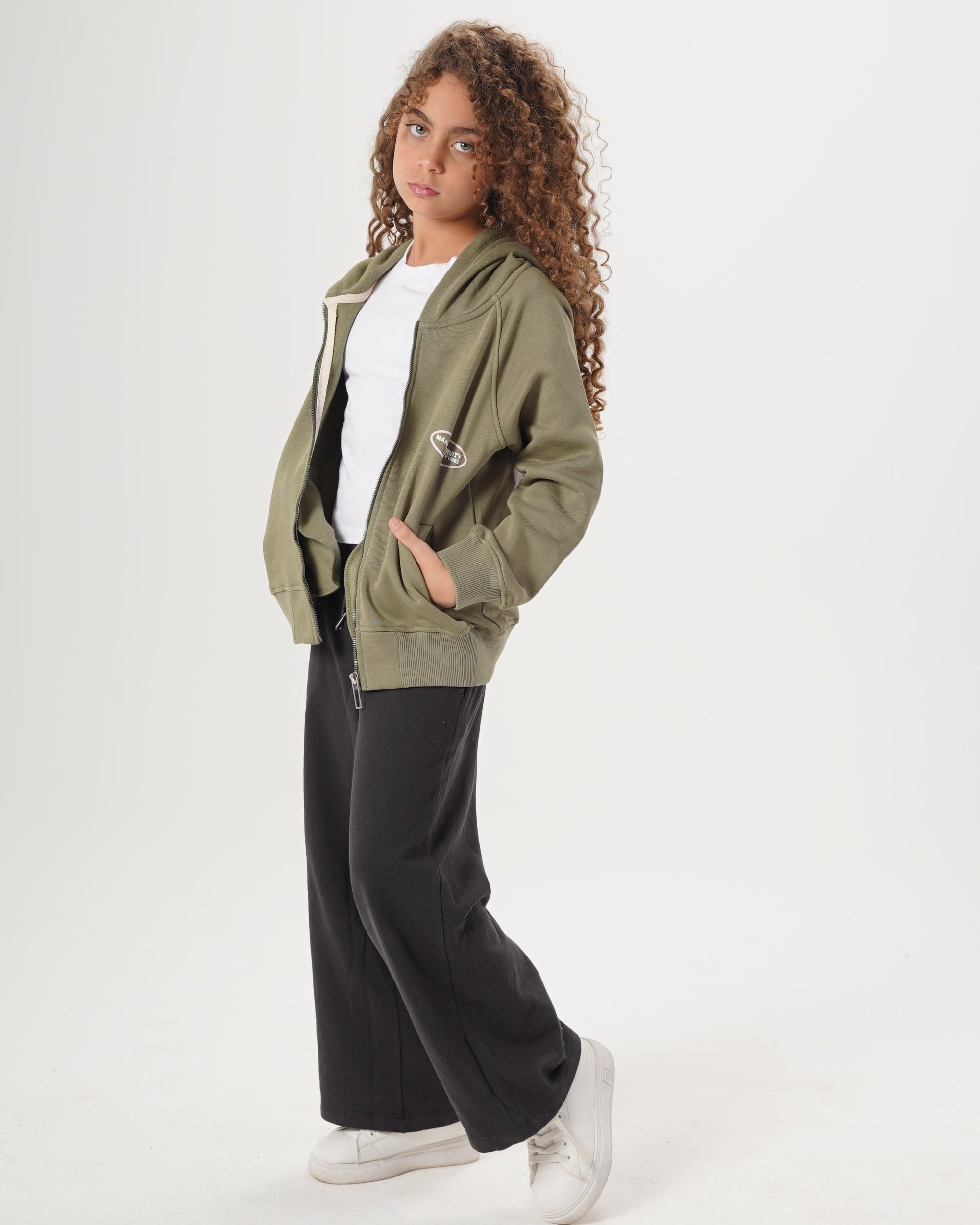 Girls Hoodied Zippered Sweatshirt