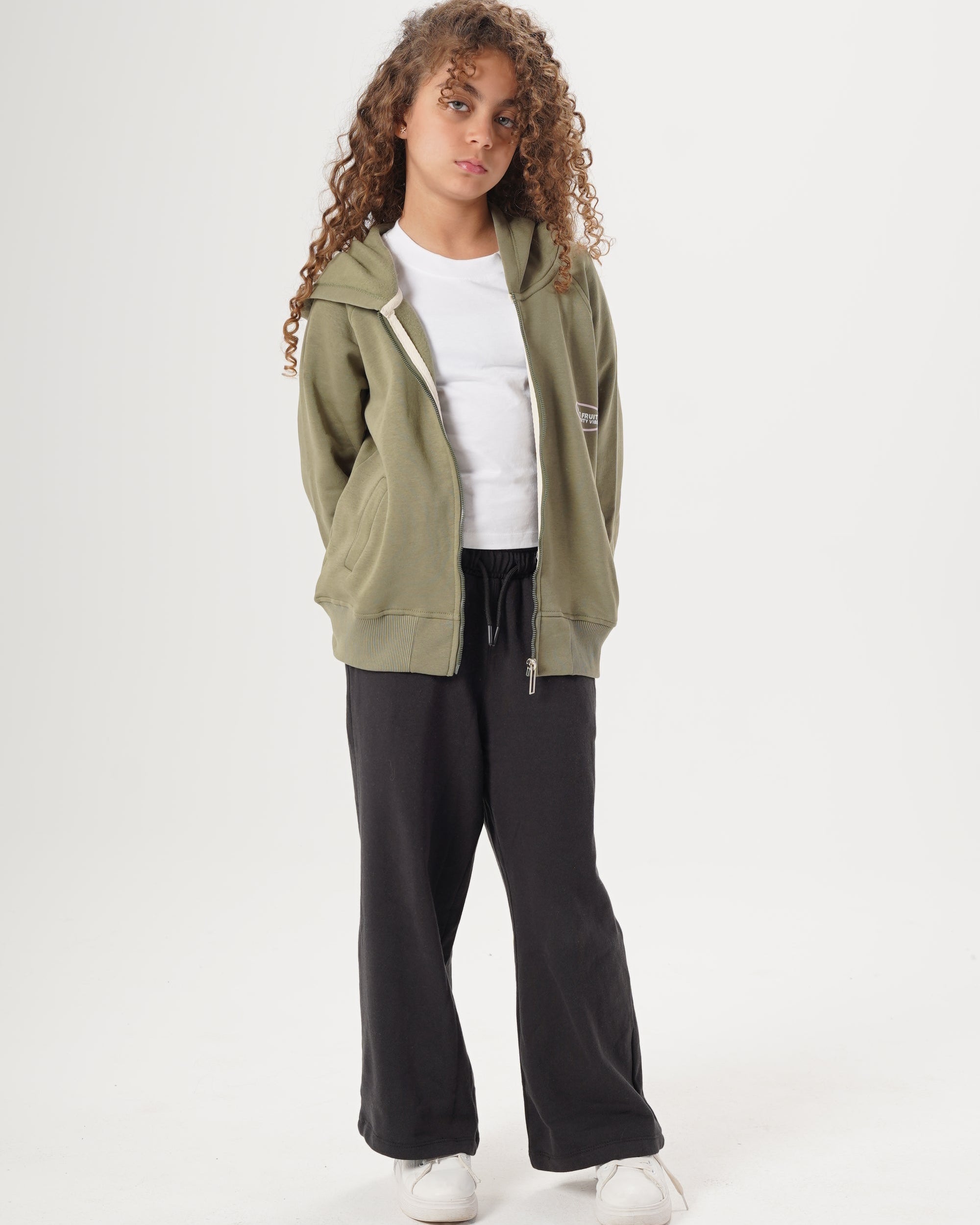 Girls Hoodied Zippered Sweatshirt