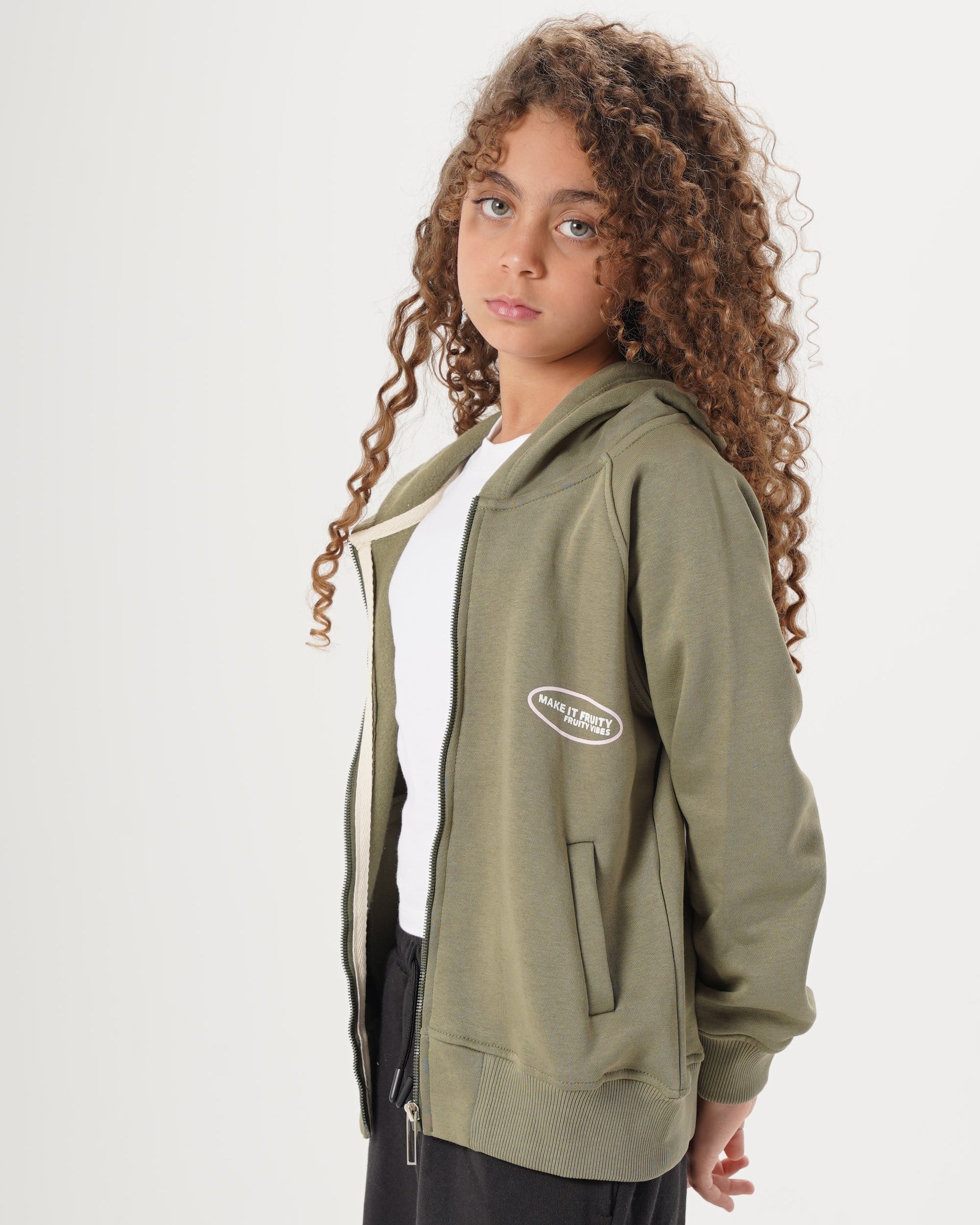Girls Hoodied Zippered Sweatshirt